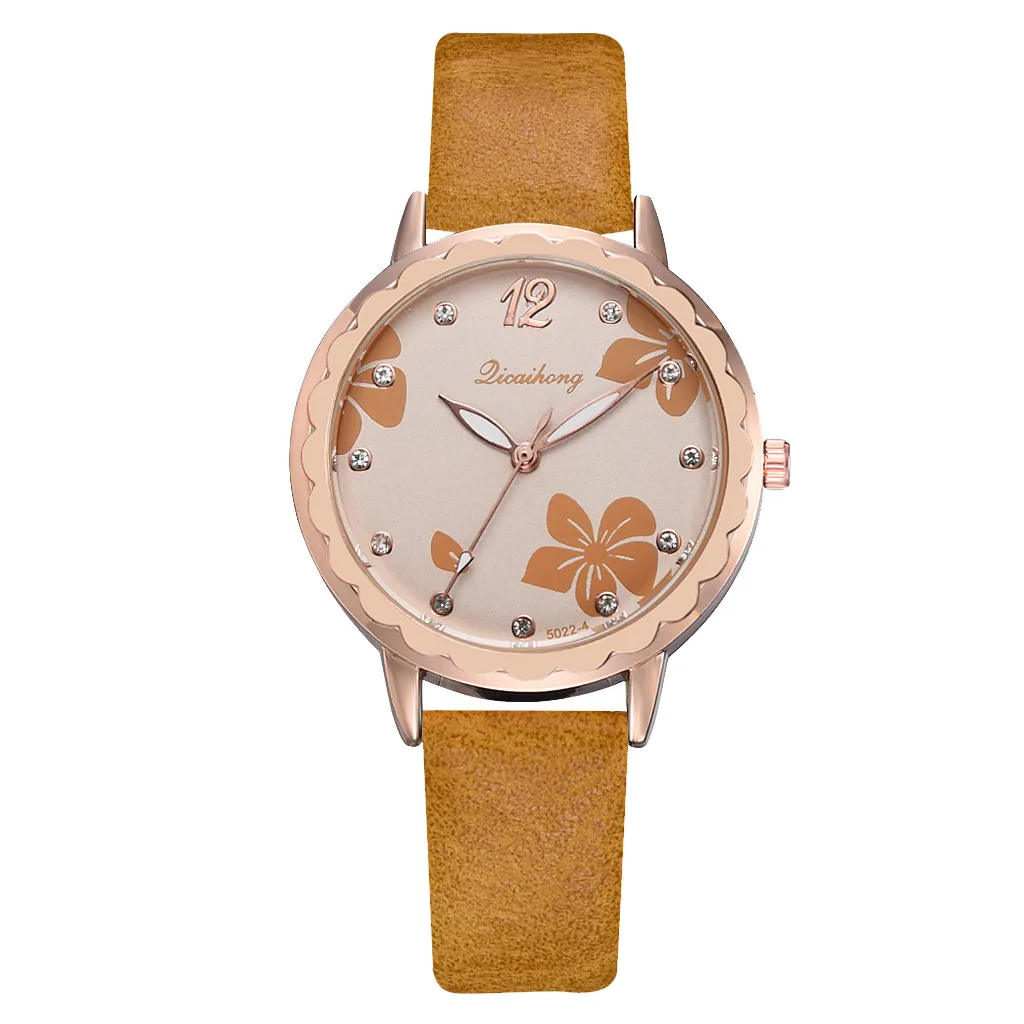 

bayan kol saati Fashion Simple And Simple Leisure Flower Scale Leather With Strap Ladies Watch dames horloge women watches #10