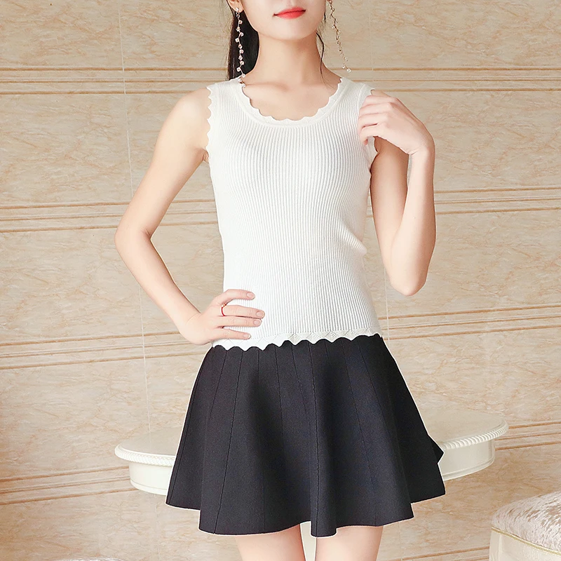 

Women Sweater Vest new Korean the knitted vest women round scalloped neck loose jacket sweater coat waistcoat Sleeveless Blazer