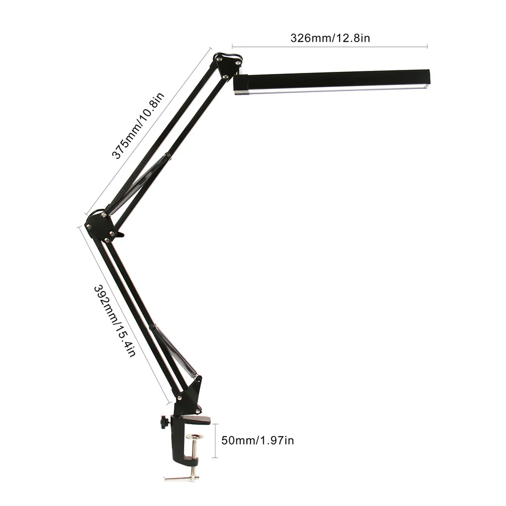  A16S 7W Metal LED Swing Arm Desk Lamp Dimmable Flexible Arm Lamp Clamp for Reading Office 3 Brightn - 32824347697
