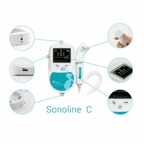 Sonoline-C 2MHz or 3MHz Portable Fetal Doppler Baby Heart Monitor For Pregnancy Women With Gel -3
