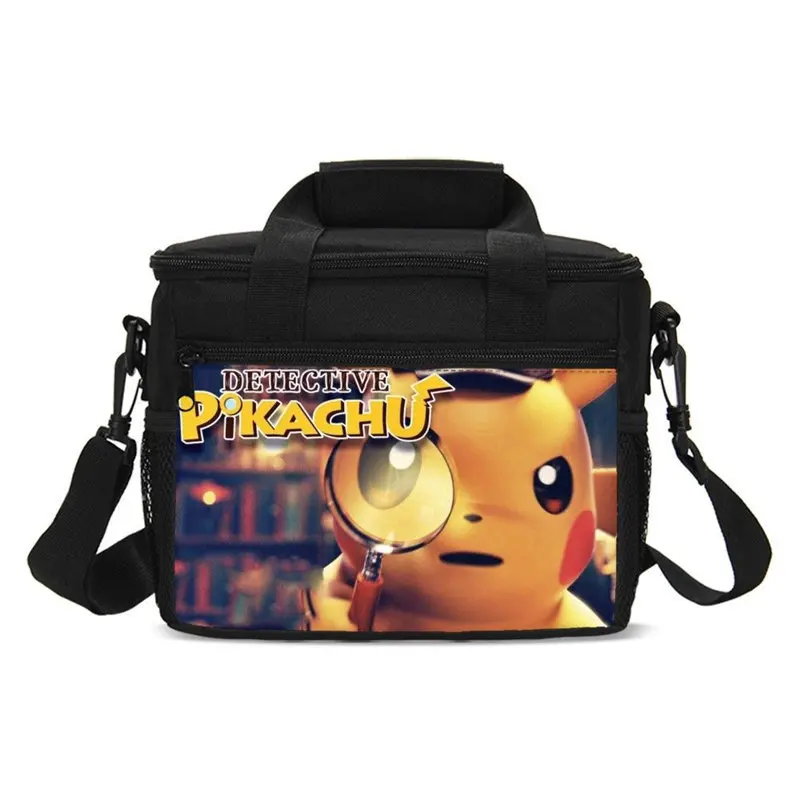 

Small Lunch Bag For Boys Girls Ice Bag Cute Detective Pikachu Prints Insulated Thermal Lunchbox Picnic Box Food Storage Handbags