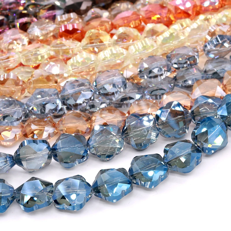 10Pcs 14mm Faceted Glass Crystal Butterfly Loose Spacer Beads Jewelry Making DIY 