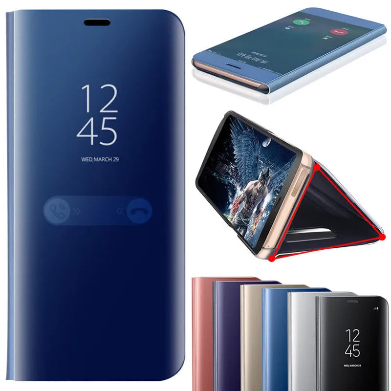

Luxury Mirror Clear View Flip Wallet Style Phone Case For iPhone X 10 8 Plus Leather+PC KickStand Cover For iPhone 6 6S 7 Plus