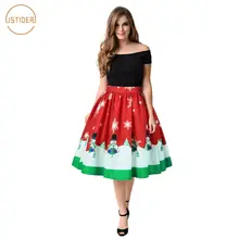 ISTider, рождественский подарок, 3D Снежинка с принтом снеговика, женские юбки, вечерние юбки-пачки с высокой талией, элегантная винтажная юбка для девочек, femme