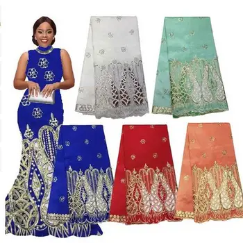 

2017 High quality Embroidery george fabric / African george wrappers/ african raw silk george lace fabric!Fast shipping