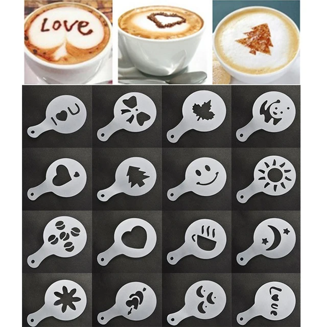 Best Price 16pcs/set new Garland Mold Fancy Coffee Printing Model mould Thick Cafe Foam Spray Template Barista Stencils decoration tool Best Price 16pcs/set new Garland Mold Fancy Coffee Printing Model mould Thick Cafe Foam Spray Template Barista Stencils decoration tool