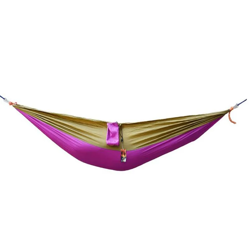 

50pcs/lot Portable Single Person Hammock 230*90cm Parachute Fabric Activity Handy Bed Strong Rope Stripe Camping Hamac ZA1071