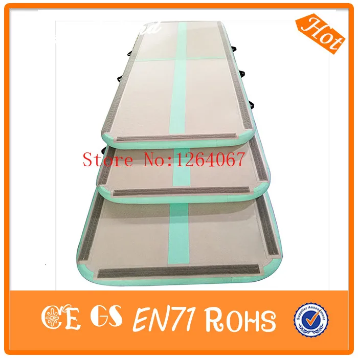 

Free Shipping 6m Length Light Green Inflatable Gym Mat Air Track For Cheerleading Training printing LOGO