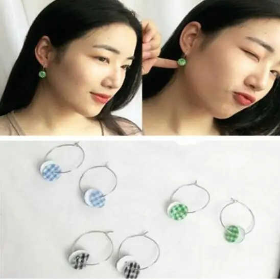 

Fashion Bohemian Circle earrings personalized simple geometric round Button keyrings shape earrings female jewelry 1 pair