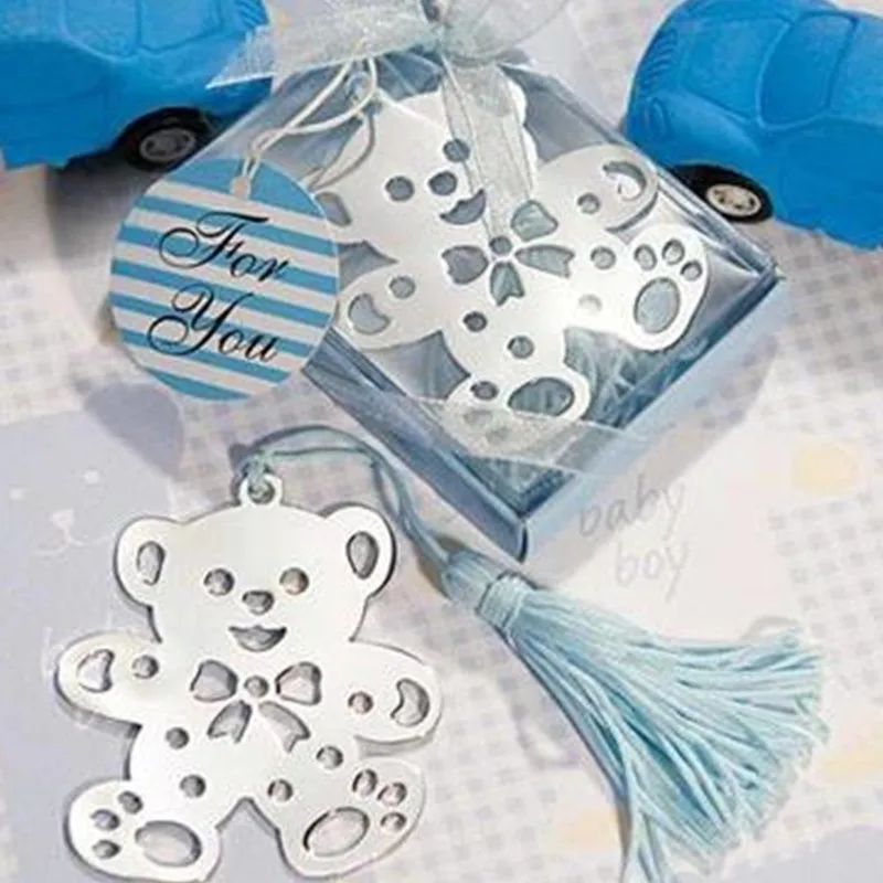 Закладка Ангел для крещения Baby Shower сувениры вечерние крестины giveway Подарочный Свадебный мешочек 50 шт студенческий возврат школьный подарок - Цвет: blue bear