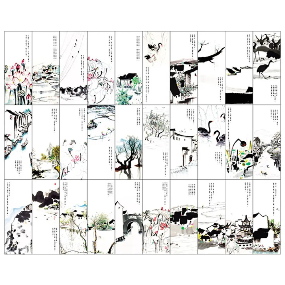 30 шт. творческий Китайский стиль бумажные закладки картина карт в стиле ретро красивые закладки в коробке памятные подарки