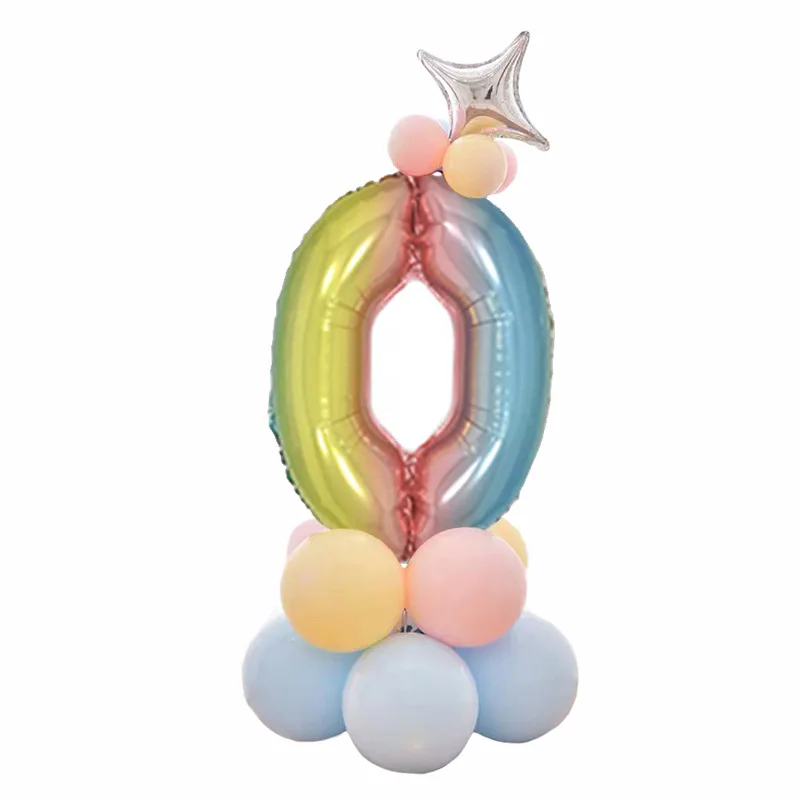 Воздушные шары из радужной фольги с цифрами для детей 1, 2, 3, 4, 5, 6, 7, 8, 9 лет, Детские праздничные вечерние шары с короной для дня рождения - Цвет: rainbow0