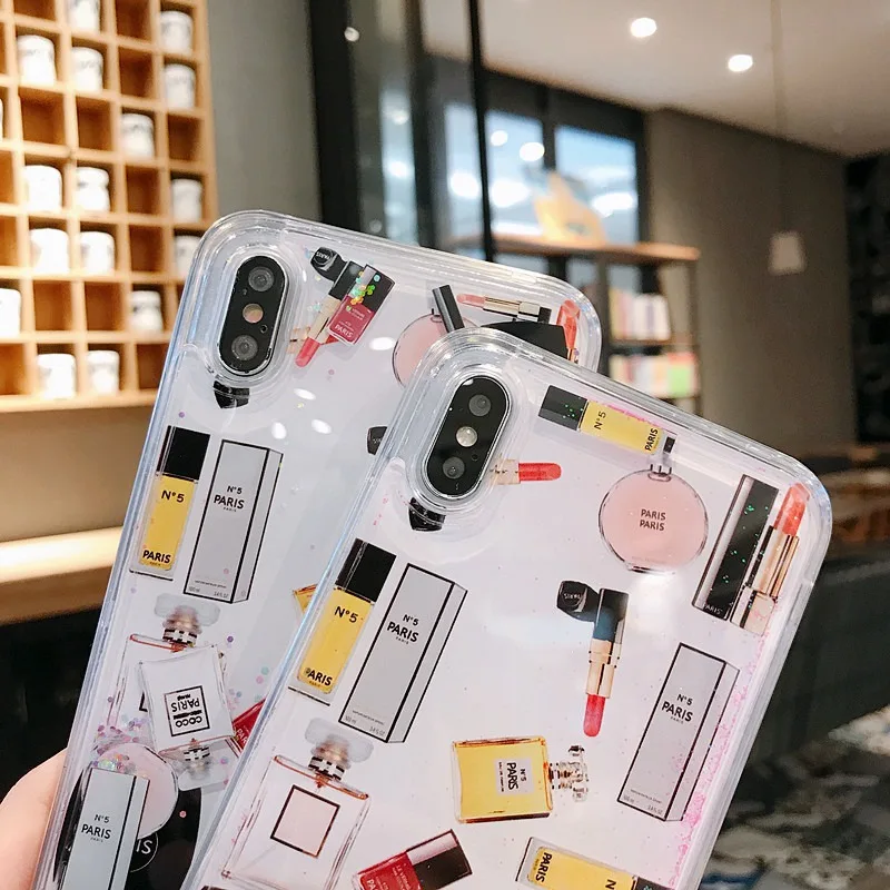 Чехол Quicksand Capinha для iPhone 7 8 6s Plus Косметика макияжа динамическая жидкая жесткая