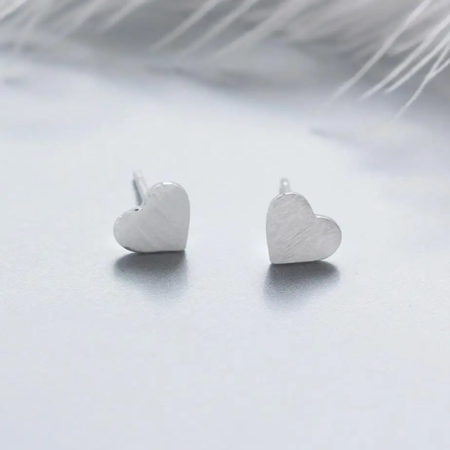 Серьги HRina из серебра 925 пробы с милым геометрическим лепестком сердца блестящие