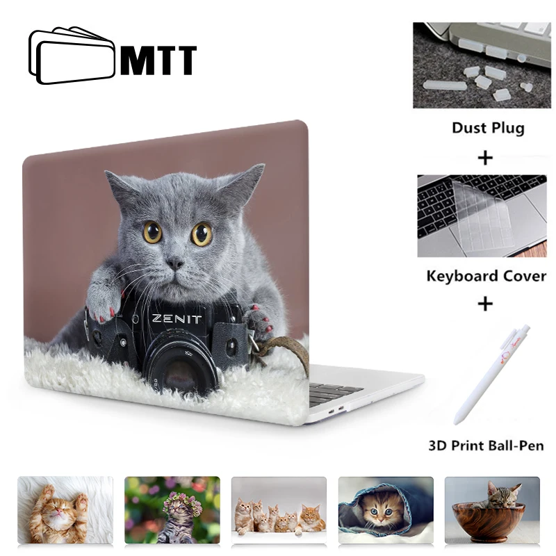 MTT Cute Cat Hard Case For Macbook Air 11 13 Pro Retina 13 15 With Touch Bar Cover for mac book 12 inch Animal Laptop Sleeve