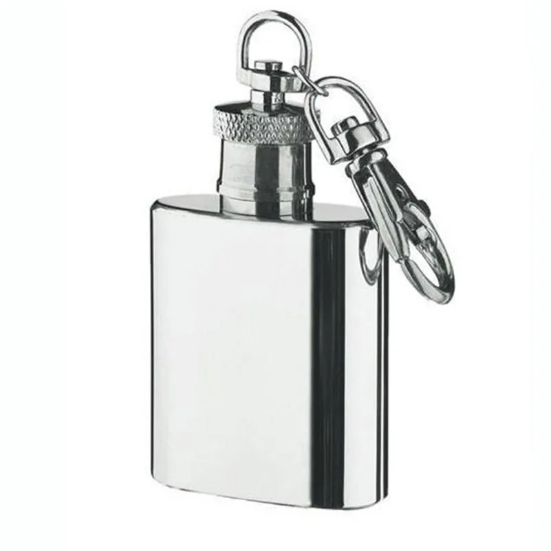 

1oz 28ml Mini Stainless Steel Hip Flask Alcohol Flagon with Keychain E0Xc high quality Silver Tone Key Chain Flask drop shipping