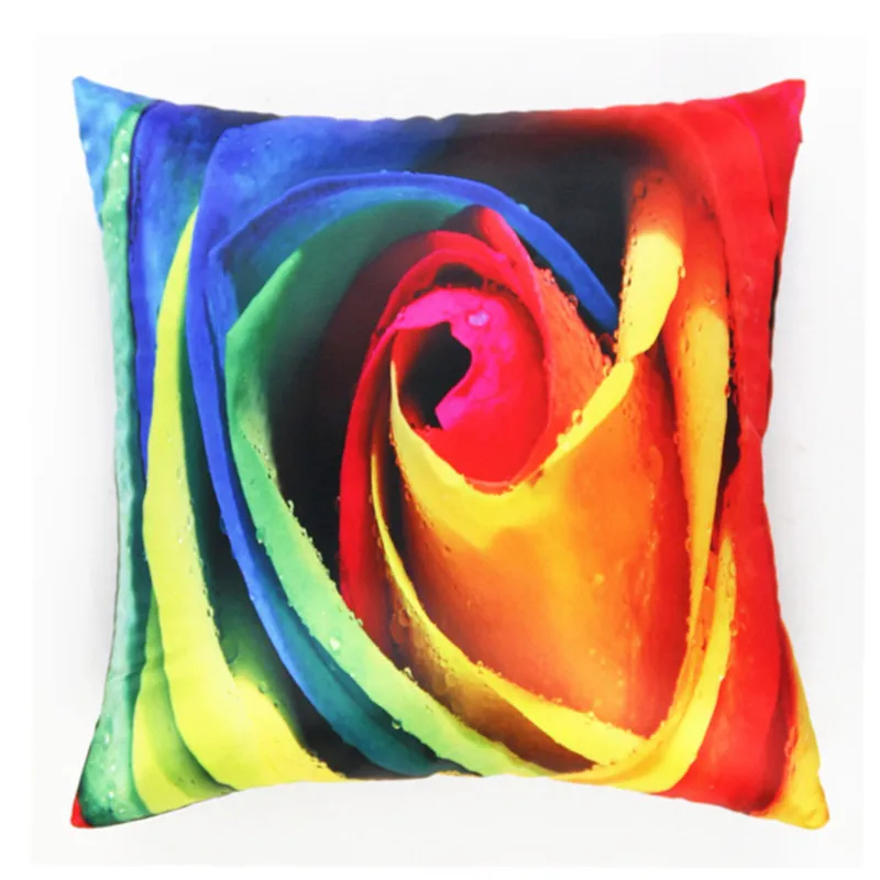 1PC 45*45cm digital print flower pillow cover case 3D colorful flower