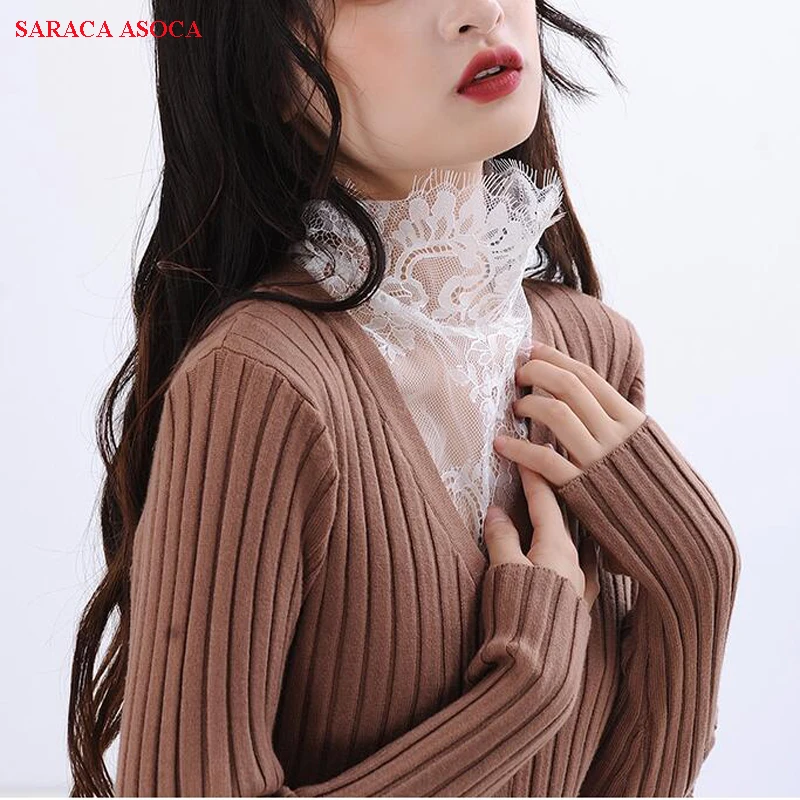Fashion Lace Standing Detachable Collars Women All Match Lace Sexy Sweater FaKE Collar Lady A354