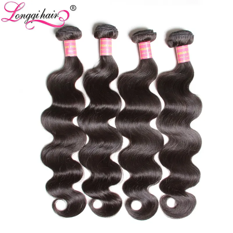 

Longqi Hair Malaysian Body Wave Human Hair Weaves 100% Remy Hair 4 Bundles Deal Natural Black Color Free Shipping