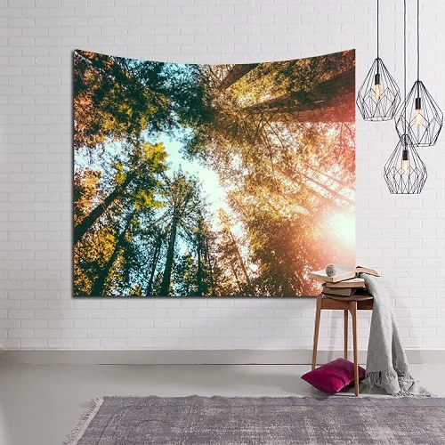 

LYN&GY Decor Rectangular Tapestry Mat Landscape Wall Hanging Decorative Tapestry Nature Tree Painting Clothe Craft Background