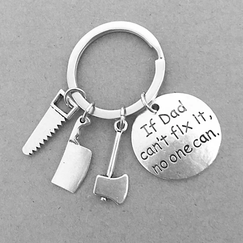 

Fashion Hot Sale Hand Tools If Dad Can't Fix It No One Can Tool Men's Keychain Jewelry Keyring Boy Gift For Dad Hammer