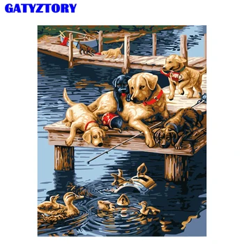 

Frameless Acrylic Picture Dogs Animals DIY Painting By Numbers Modern Wall Art Canvas Painting For Unique Gift Artwork 40x50cm