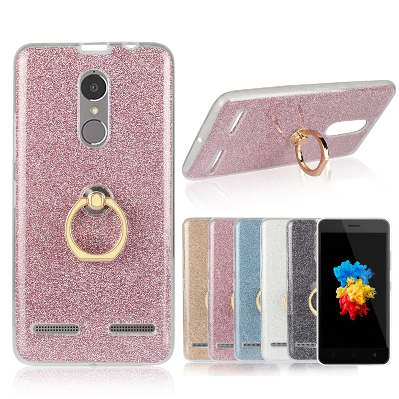 

for Vibe K6 Luxury Bling Glittering Rotating Ring Holder Case for Lenovo K6 Soft Flexible TPU Back Flip Cover for Lenovo K33a48