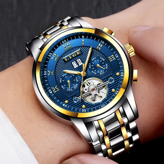 LIGE Mens Watches Fashion Top Brand Luxury Business Automatic Mechanical Watch Men Casual Waterproof Watch Relogio Masculino+Box 5