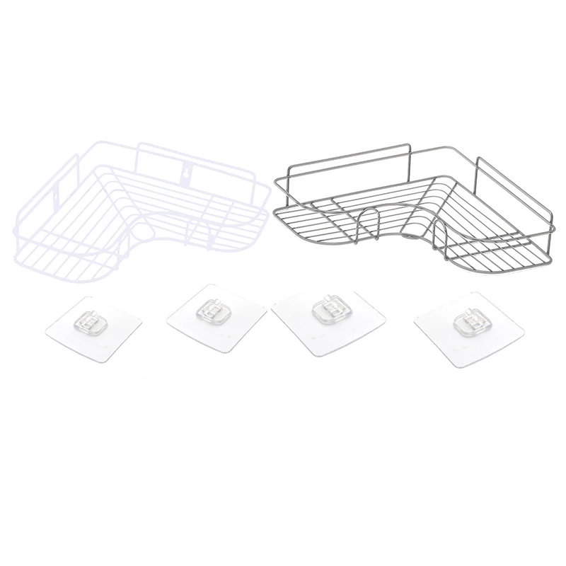 Угловая полка для ванной, металлическая полка хранения, нержавеющая сталь, прочный душ, кухня, настенный органайзер, стойка