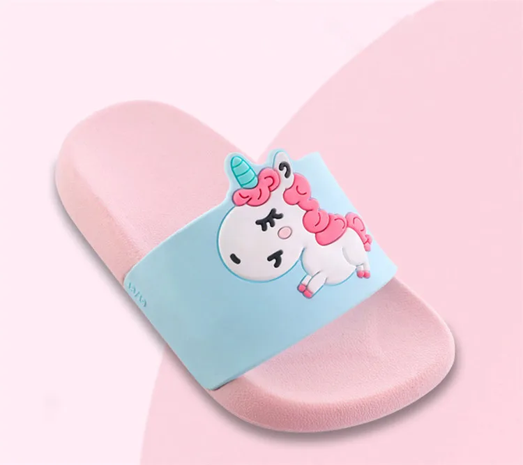 Unicorn Slippers For Boy Girl Cartoon Rainbow Shoes Summer Todder Flip Flops Baby Indoor Slippers Beach Swimming Slipper