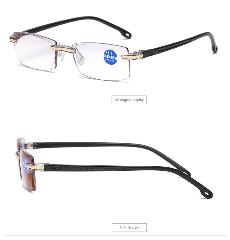 Модные мужские и женские бескаркасные очки для чтения TR90 пластиковые титановые алмазные очки для чтения анти-Blu-ray+ от 1,00 до+ 4,00