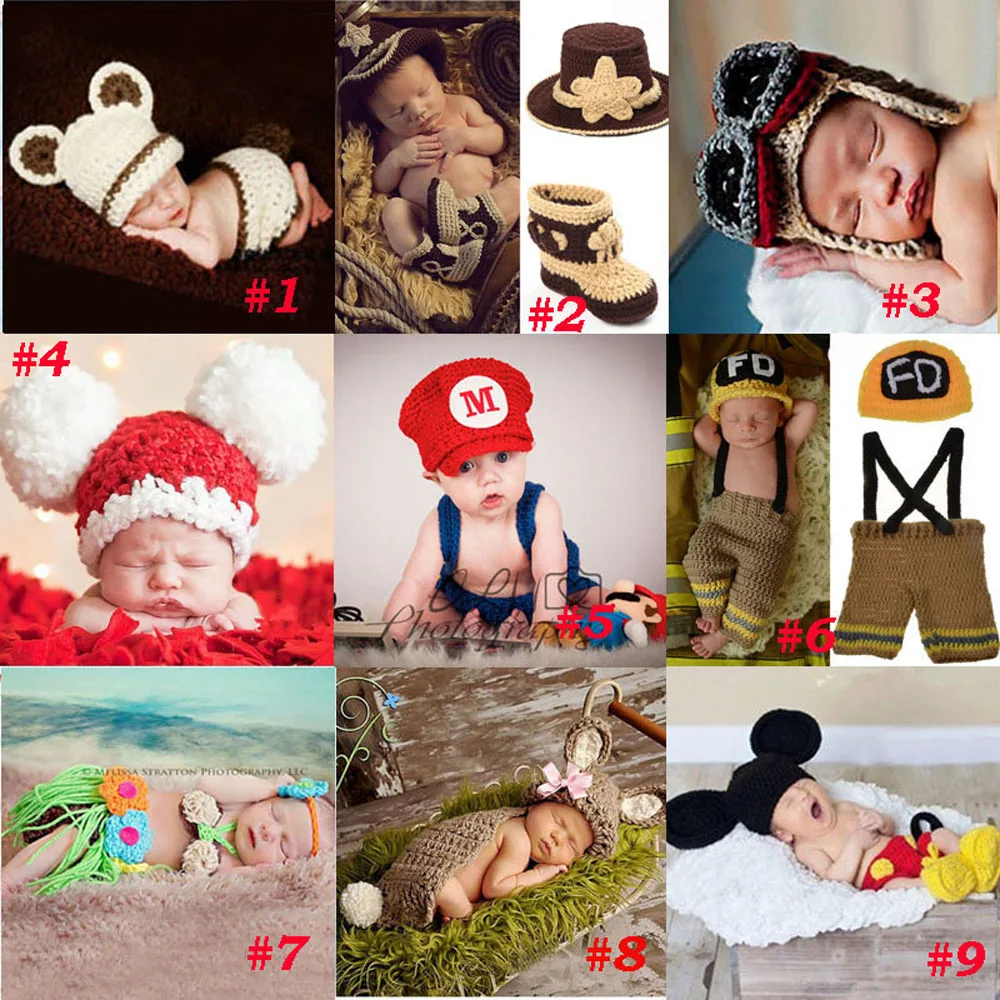 Newborn Baby Girl Boy Crochet Knit Super Mario Costume Photo Photography Prop