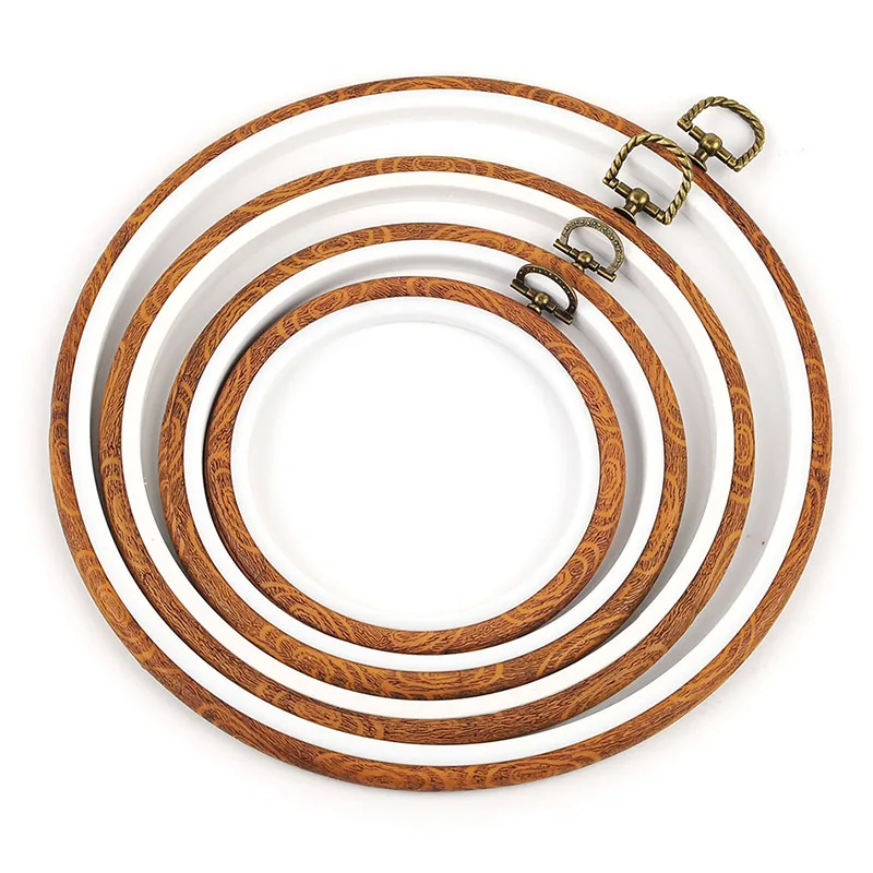 

DIY Needlecraft Embroidered Hoop Too Round Oval Octagon Rectangle Craft Cross Stitch Plastic Wood Grain Hand Sewing Accessories