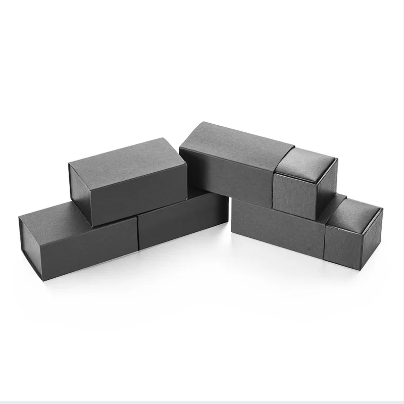 CHUKUI Custom Black Paper Cufflink Box Velvet Inner Jewelry Box Cuff Links Carrying Case Wholesale (5)