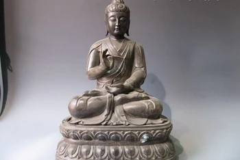 

17"Tibet Pure bronze Copper Buddhism Sit GuanYin Kwan Yin Bodhisattva Statue