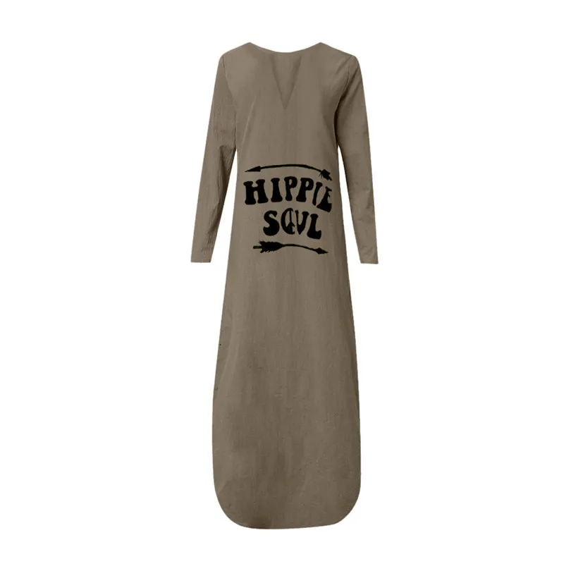 Letter Print Dress Women Long Sleeve Loose Beach Dress Plus Size V Neck Sexy Dress Casual Vestidos De Verano 40JUL123