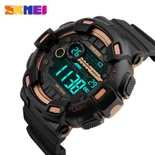 SKMEI Мужчины цифровые наручные часы LED Дисплей несколько часового пояса 50 м Водонепроницаемый часы Relogio Masculino Открытый спортивные часы 1243