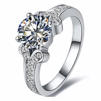 

585 Gold Brand Jewelry Positive Engagement Ring Moissanite 1CT Synthetic Carbon Ring Jewelry Moissanite White Gold Prongs Ring