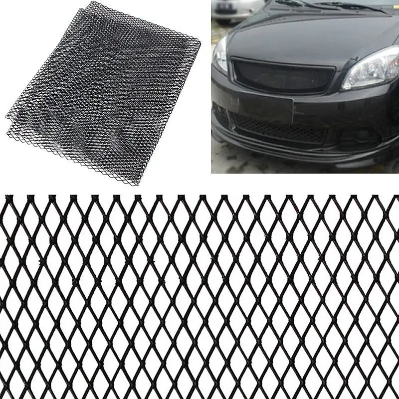 Универсальный 100x33 см Алюминий автомобиля черный корпус решетка сетка гриль черный/серебристый и вышлем случайным образом