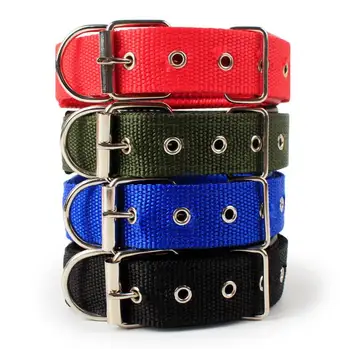 

4.0*60cm Length Comfortable Adjustable Nylon Strap Dog Collar For Small And Big Pet Dogs Collars 4 Color Red/Bule/Black/Green
