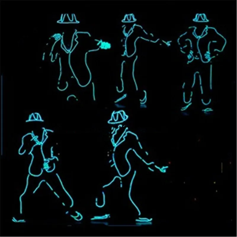 Best Offers Led Luminous Flashing Growing Light Robot Suit EL Wire Costume,Cap,Gloves, And Shoes MJ Style For Show,Club