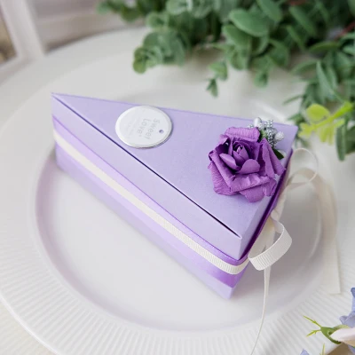 3 цвета 20 шт. сладкий прекрасный цветок украшения коробка конфет форма торта бумажные коробки Подарочная коробка для хендмейда пользу коробка с бантом свадебные подарки - Цвет: Фиолетовый