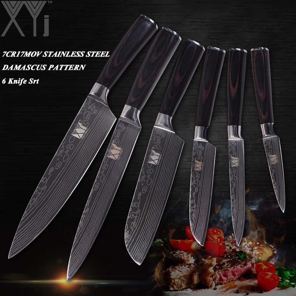 

XYj 6 PCS Sets Stainless Steel Kitchen Knives Sets 3.5" 5" 5" 7" 8" 8" Fruit Vegetable Meat Kitchen Cooking Knife Sharp&Durable