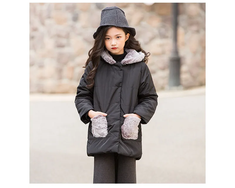 fleece hooded warm coats and jackets kids winter tops for teenage girls outerwear clothing children patchwork pockets warm coats (6)