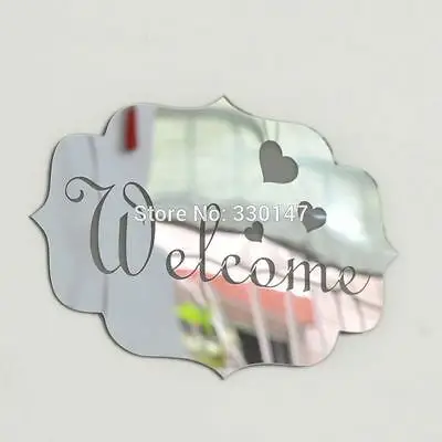 Espejo 3D moderno signo de bienvenida Adhesivo de pared de acrílico DIY decoración de entrada para el hogar Espejos decorativos Espejo 3D moderno signo de bienvenida Adhesivo de pared de acrílico DIY decoración de entrada para el hogar Espejos decorativos