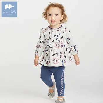 

DB5819 dave bella autumn baby infant girls clothing sets printed suit children toddler outfits high quality clothes