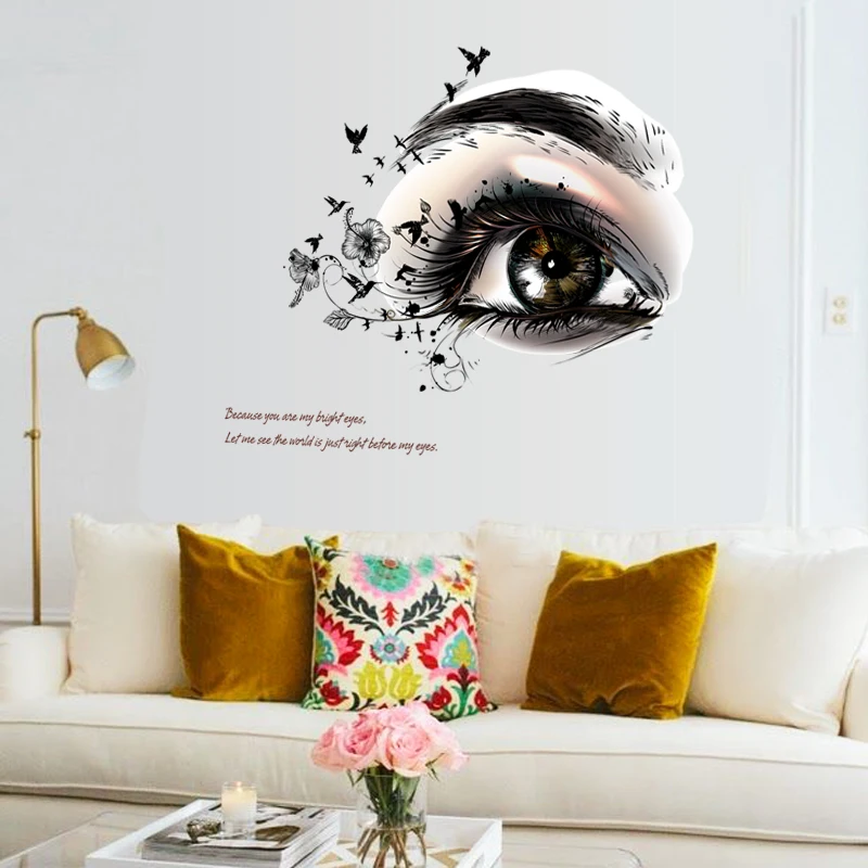 

Beautiful eyes Wall Stickers Living room bedroom background Removable PVC Home Decoration Art Decals poster Sticker wallpaper