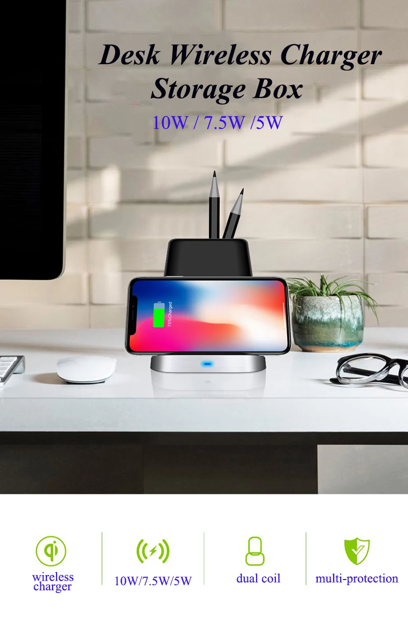 01Brush Pot Fast Charging Holder Qi Wireless Charger Stand
