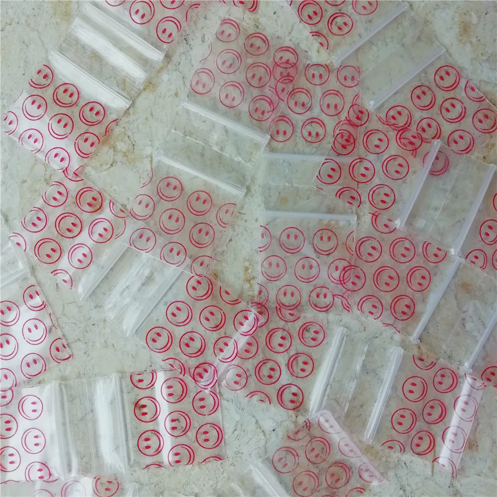 Небольшой замок типа молния пластиковая печать Smile 100pcs Mini Baggies 1x1inch 1010|Сумки для