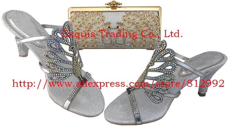 

Free Shipping  BY DHL !!! Wholesale lady shoes and matching bags set for wedding and party  AJ008 Silver
